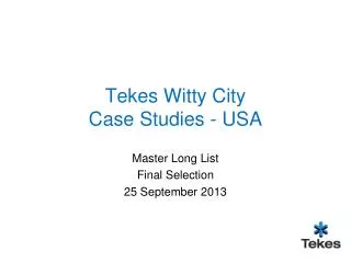 Tekes Witty City Case Studies - USA