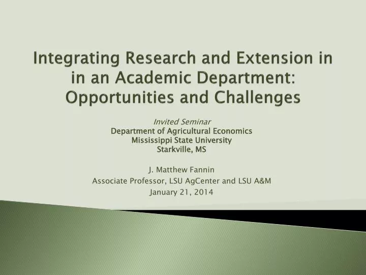integrating research and extension in in an academic department opportunities and challenges