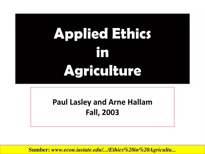 applied ethics in agriculture