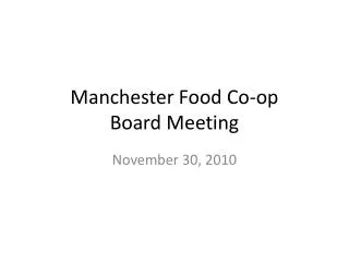 Manchester Food Co-op Board Meeting