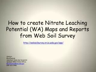 How to create Nitrate Leaching Potential ( WA) Maps and Reports from Web Soil Survey