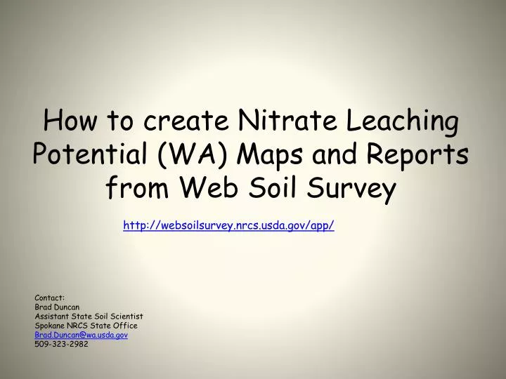 how to create nitrate leaching potential wa maps and reports from web soil survey
