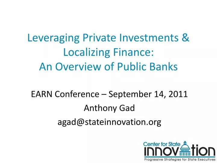 leveraging private investments localizing finance an overview of public banks