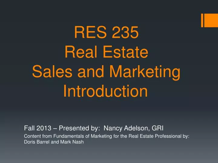 res 235 real estate sales and marketing introduction