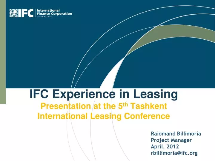 ifc experience in leasing presentation at the 5 th tashkent international leasing conference