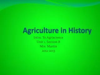 Agriculture in History