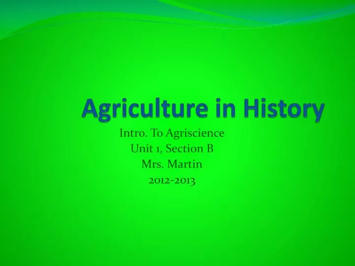 agriculture in history