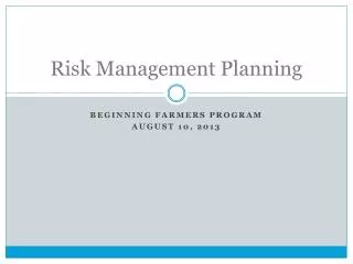 Risk Management Planning