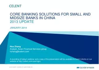 CORE BANKING SOLUTIONS FOR SMALL AND MIDSIZE BANKS IN CHINA 2013 UPDATE