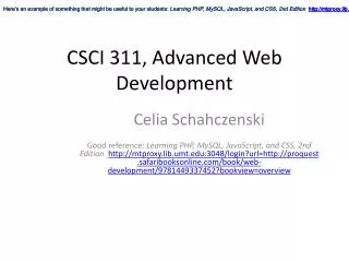 CSCI 311 , Advanced Web Development