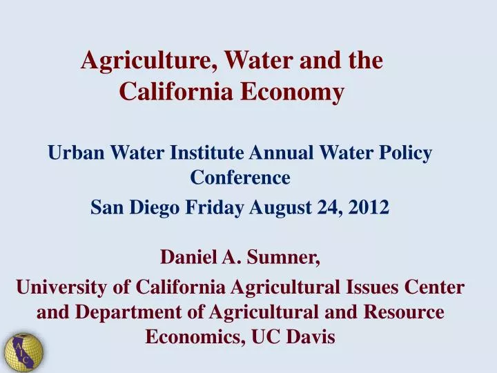 agriculture water and the california economy