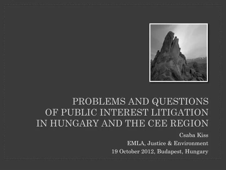 problems and questions of public interest litigation in hungary and the cee region
