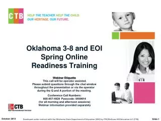 Oklahoma 3-8 and EOI Spring Online Readiness Training