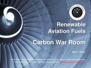 Renewable Aviation Fuels Carbon War Room