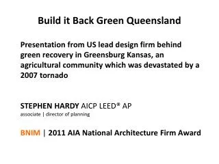 Build it Back Green Queensland