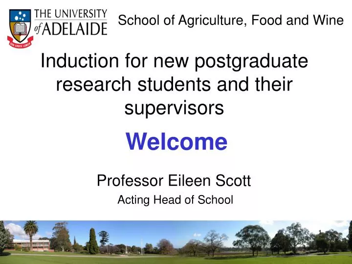 induction for new postgraduate research students and their supervisors