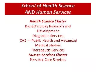 School of Health Science AND Human Services