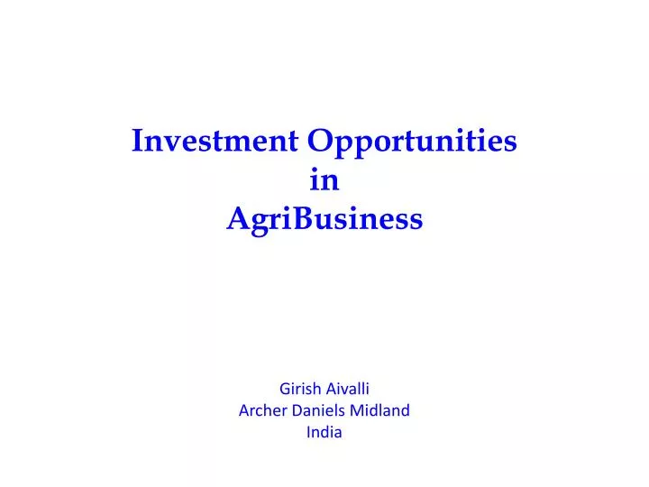 investment opportunities in agribusiness