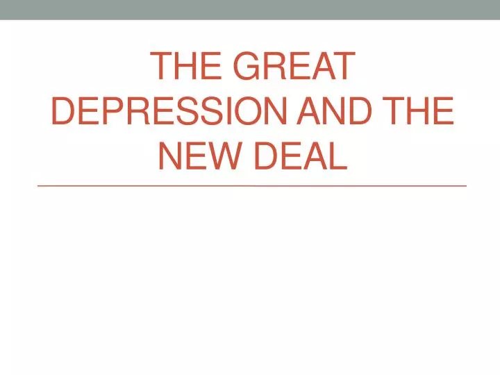 the great depression and the new deal