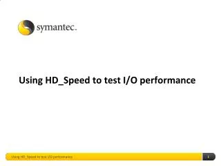 Using HD_Speed to test I/O performance
