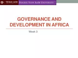 Governance and Development in Africa
