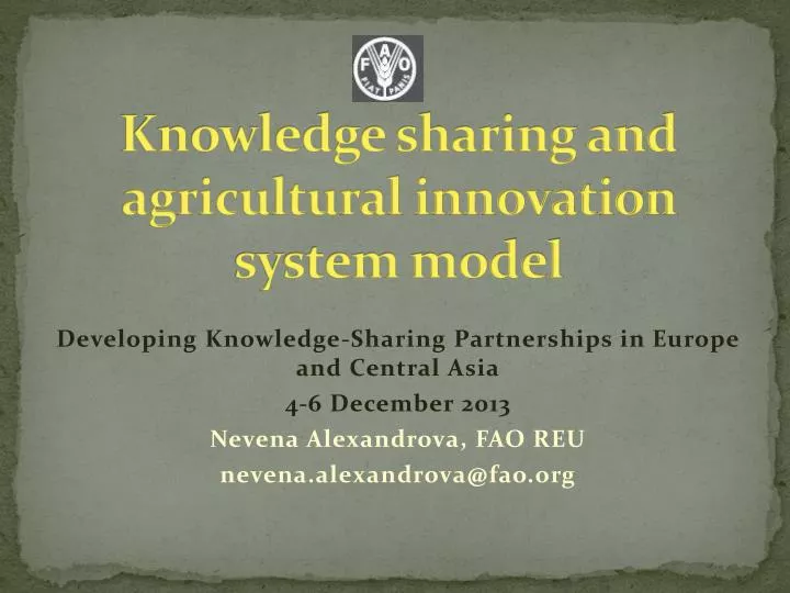 knowledge sharing and agricultural innovation system model