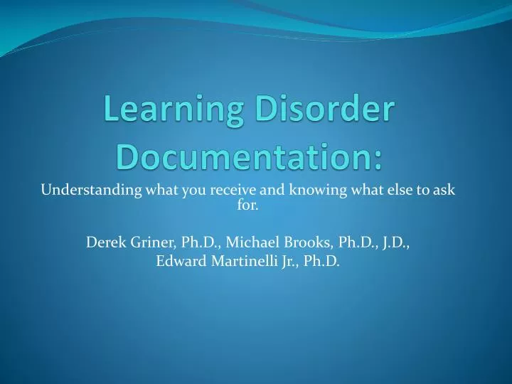 learning disorder documentation
