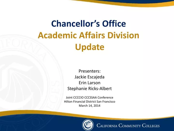 chancellor s office academic affairs division update