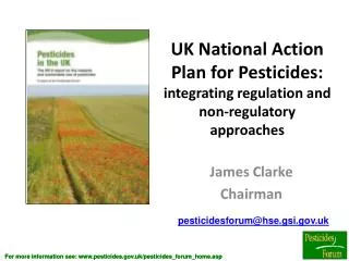 UK National Action Plan for Pesticides: integrating regulation and non-regulatory approaches