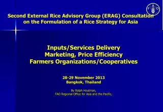 Second External Rice Advisory Group (ERAG) Consultation on the Formulation of a Rice Strategy for Asia