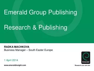 Emerald Group Publishing Research &amp; Publishing