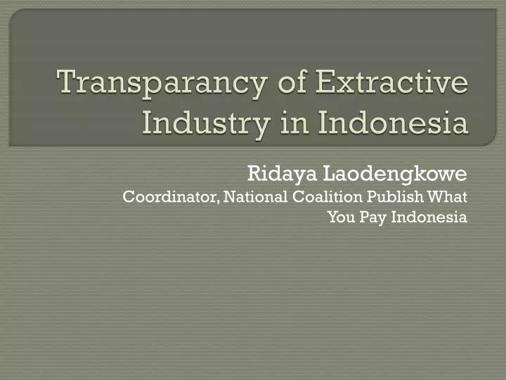 transparancy of extractive industry in indonesia