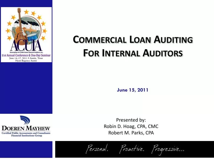 commercial loan auditing for internal auditors