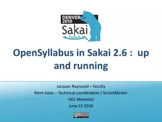 OpenSyllabus in Sakai 2.6 : up and running