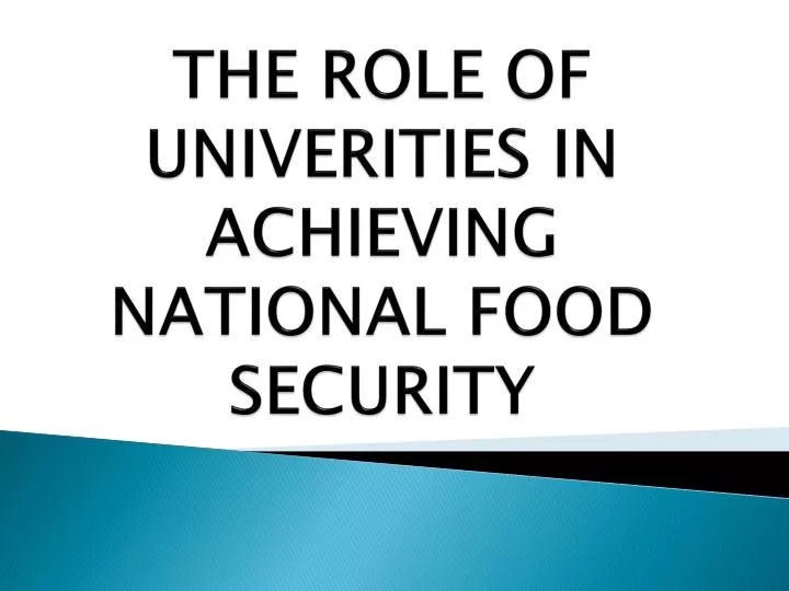 the role of univerities in achieving national food security