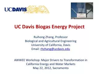 UC Davis Biogas Energy Project