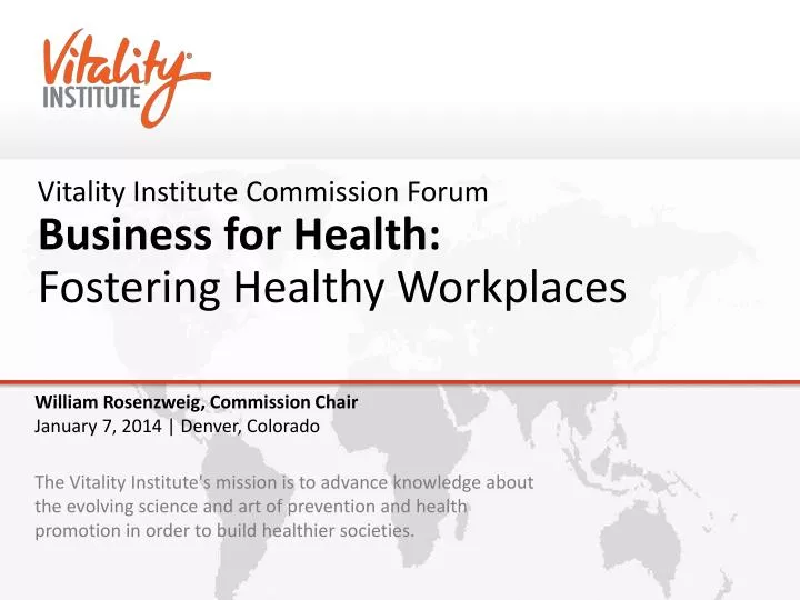 vitality institute commission forum business for health fostering healthy workplaces