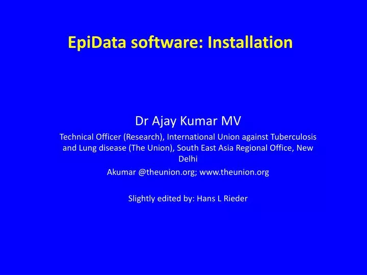 epidata software installation