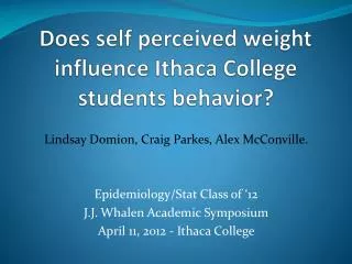 Does self perceived weight influence Ithaca College students behavior?