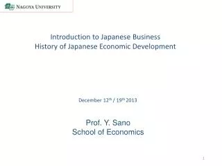 Prof. Y. Sano School of Economics