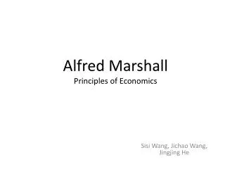 Alfred Marshall Principles of Economics