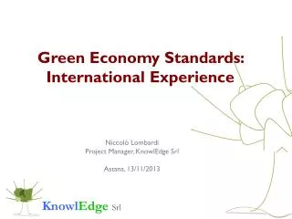 Green Economy Standards: International Experience
