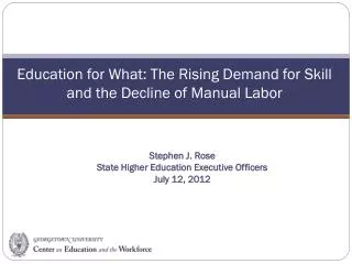Education for What: The Rising Demand for Skill and the Decline of Manual Labor
