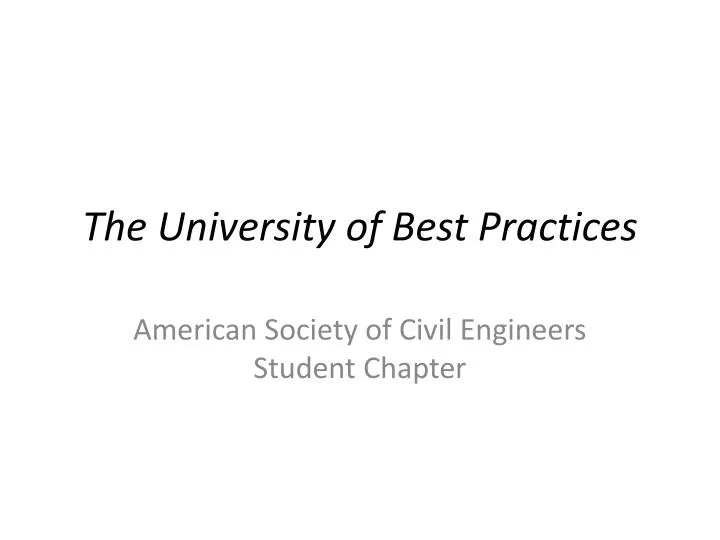 the university of best practices