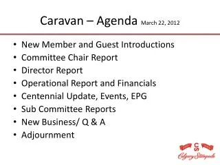 Caravan – Agenda March 22, 2012