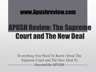APUSH Review: The Supreme Court and The New Deal