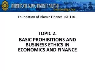 Foundation of Islamic Finance ISF 1101