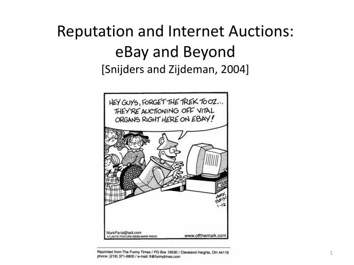 reputation and internet auctions ebay and beyond snijders and zijdeman 2004