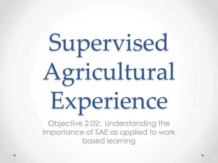 supervised agricultural experience