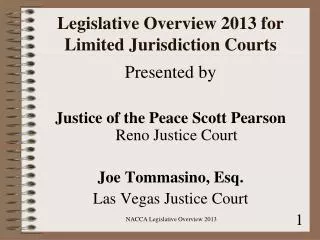 Legislative Overview 2013 for Limited Jurisdiction Courts